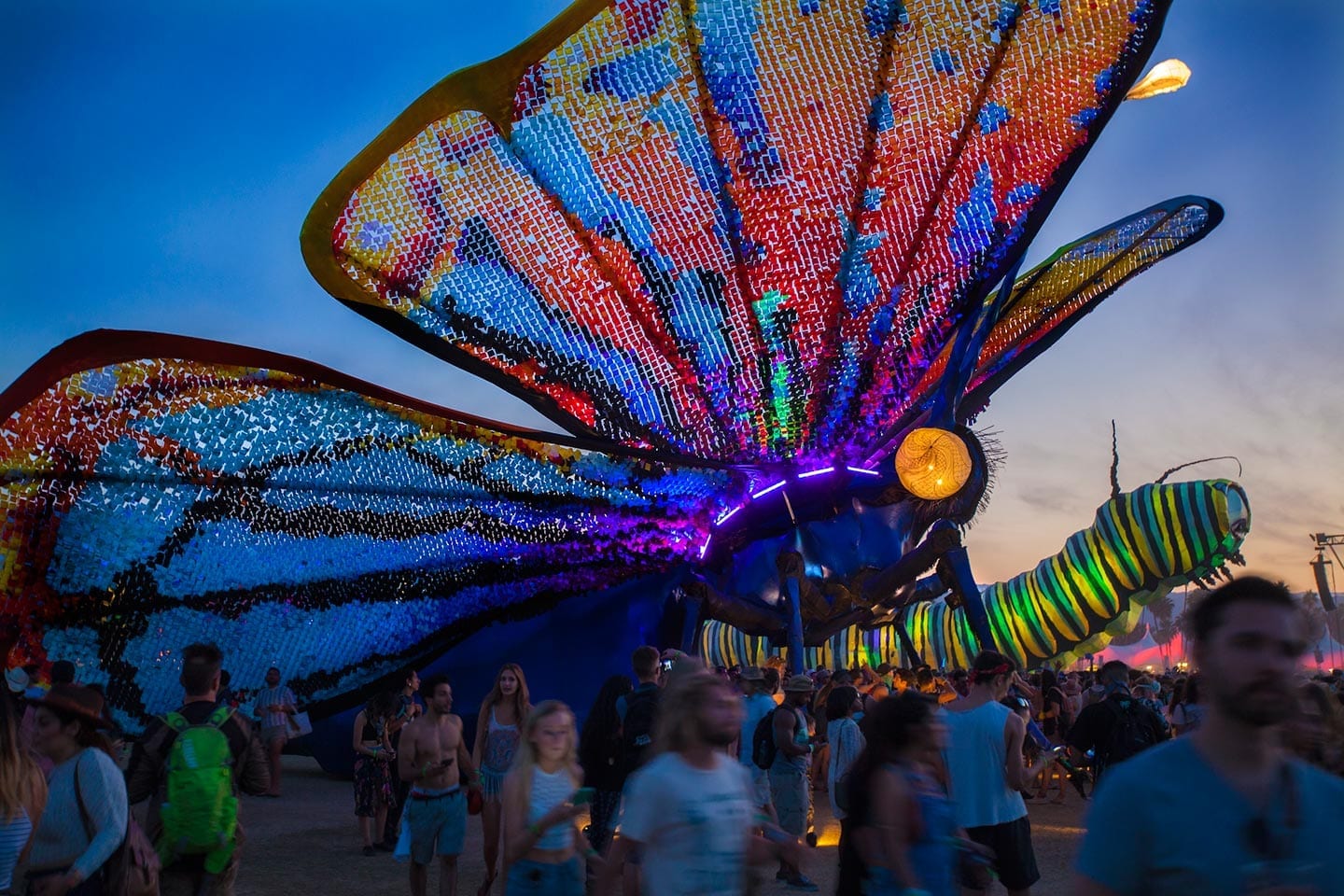 Caterpillar's Longing kinetic installation by Poetic Kinetics in Indio