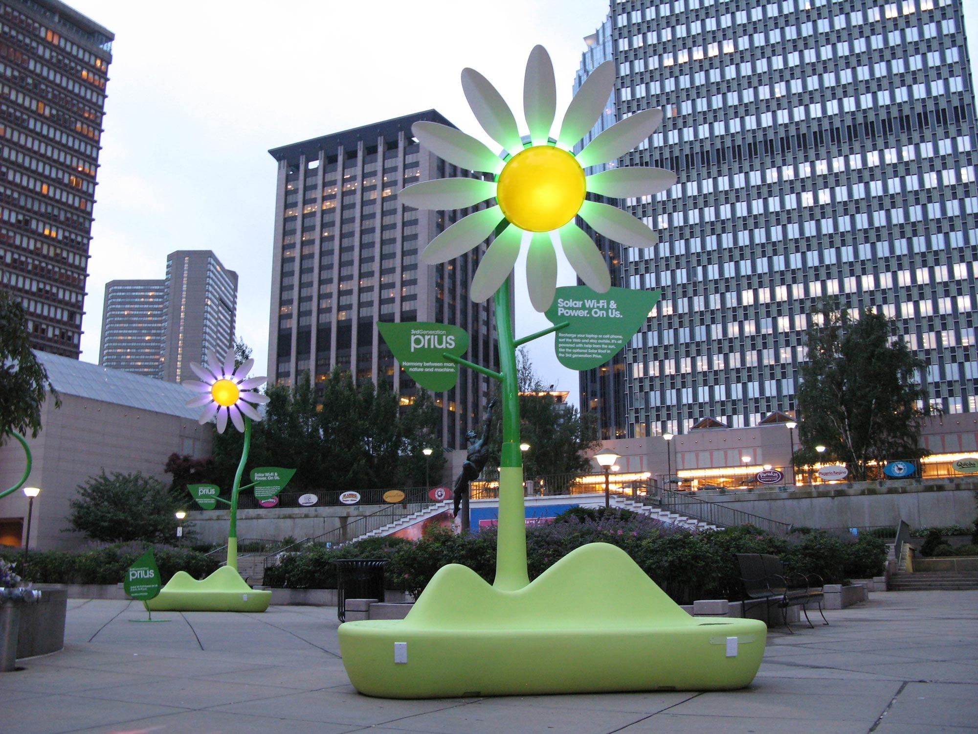 Prius Solar Flower Lounge kinetic installation by Poetic Kinetics