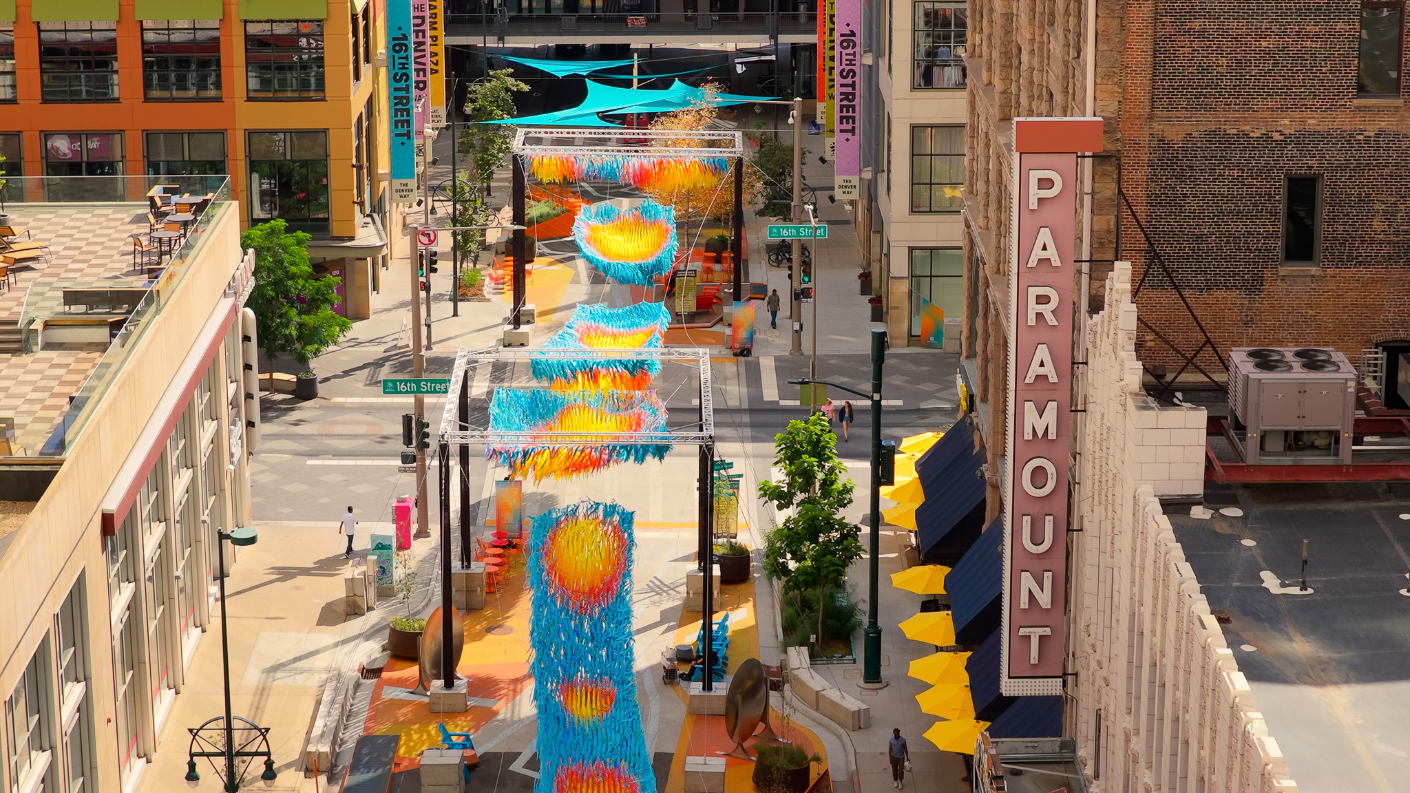 Quaking Gold kinetic artwork at Glenarm Plaza in Downtown Denver
